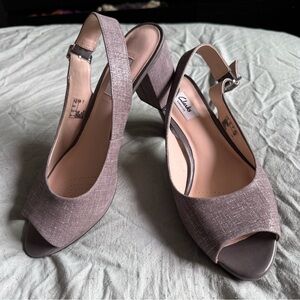 Clarks Women's Open-Toe Slingback Heels - Gray NWOB 9.5